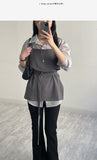 Rollin Belted Loose-Fit Long Blouse