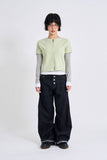 Curve stitch low denim pants