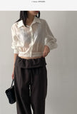 Crop Tencel See-Through Blouse