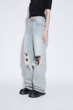 destroyed washing jeans