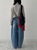 202 Back Pocket Balloon Fit Wide Denim Pants