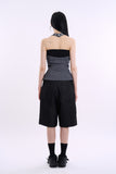 Denim snap cut out sleeveless top
