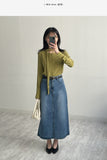 611 A-line Long Denim Skirt