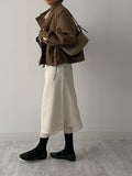 Cotton high neck over fit bomber jacket