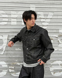 Leather trucker jacket