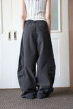 Black check adjust pants