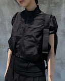 SHIRRING HALF ZIP-UP