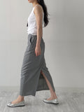 Striped Banding H-Line Long Skirt