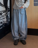 Reverse Track Balloon Denim Pants