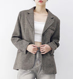 Jute Herringbone Over Fit Wool Jacket