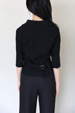 Black Three Quarter Back Buckle Shirt Top