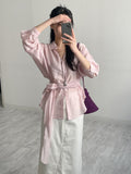 Deep Slit Cotton Long Denim Skirt