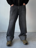 Roll-Up Grey Wide Denim