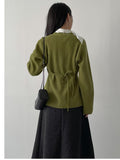 [wool50%] Glass Wool V-Neck Cardigan