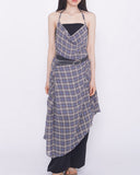 Aurora Halter Draping Unbalance Chiffon One Piece