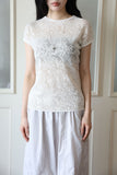 Rib lace knit top