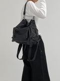 Multi twill leather bucket bag