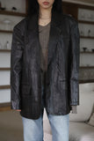 Glossy Cracked Leather Jacket
