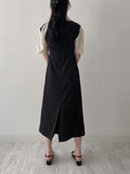 Boat Neck Shirring H-Line Long One Piece