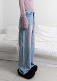 PINK WASHING WIDE DENIM PT