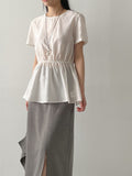 Sienna Banding Flare Short Sleeve Blouse