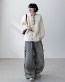 Chrome Angora Round Cardigan