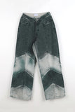 Angle color matching denim pants
