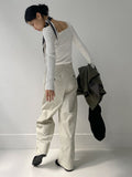 Heart Neck Ribbed Slim Knit