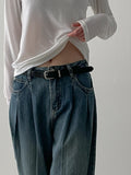 [Belt SET FW] Stern Pintuck Wide Denim Pants