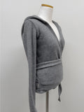 Fleece Hood Neck Wrap Cardigan