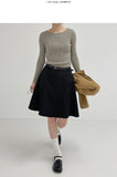 Ribbed Bamboo Boat Neck Knit T-shirt