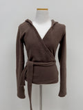 Fleece Hood Neck Wrap Cardigan