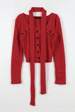 Camille button scarf knit top