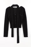 Camille button scarf knit top