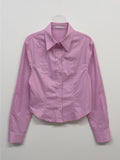 Stitch Pintuck Slim Fit Crop Shirt