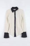 Cali color matching shirt knit top