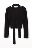 Camille button scarf knit top