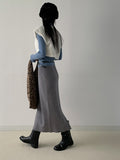 Sketch Ribbed Knit Long Skirt