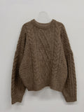 [wool60%] Pretzel Cable Wool Overfit Knit