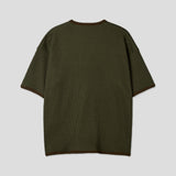 [Plan]Waffle Henley Neck Ringer Half Sleeve