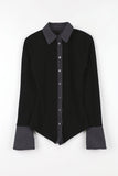 Cali color matching shirt knit top