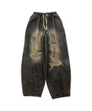 Dirty Washing Damage Balloon Denim