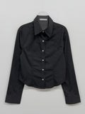 Stitch Pintuck Slim Fit Crop Shirt