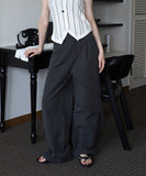Black check adjust pants