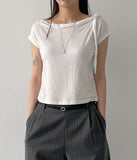 Wave Tie Boat Neck Short Sleeve T-shirt