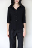 Black Three Quarter Back Buckle Shirt Top
