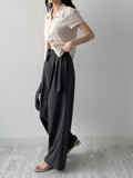 Yoru Pintuck Cap Sleeve Blouse