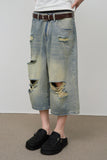 Kof Destroyed Bermuda Denim