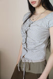 Liz Check Frill Blouse