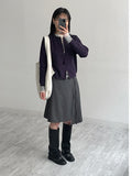 Unbalance Stripe Midi Skirt